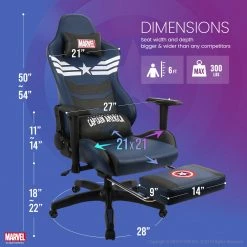 Neo Chair PRIME Captain America Edition [Footrest Ver.] (MV-ARC-CA-R) Marvel Gaming