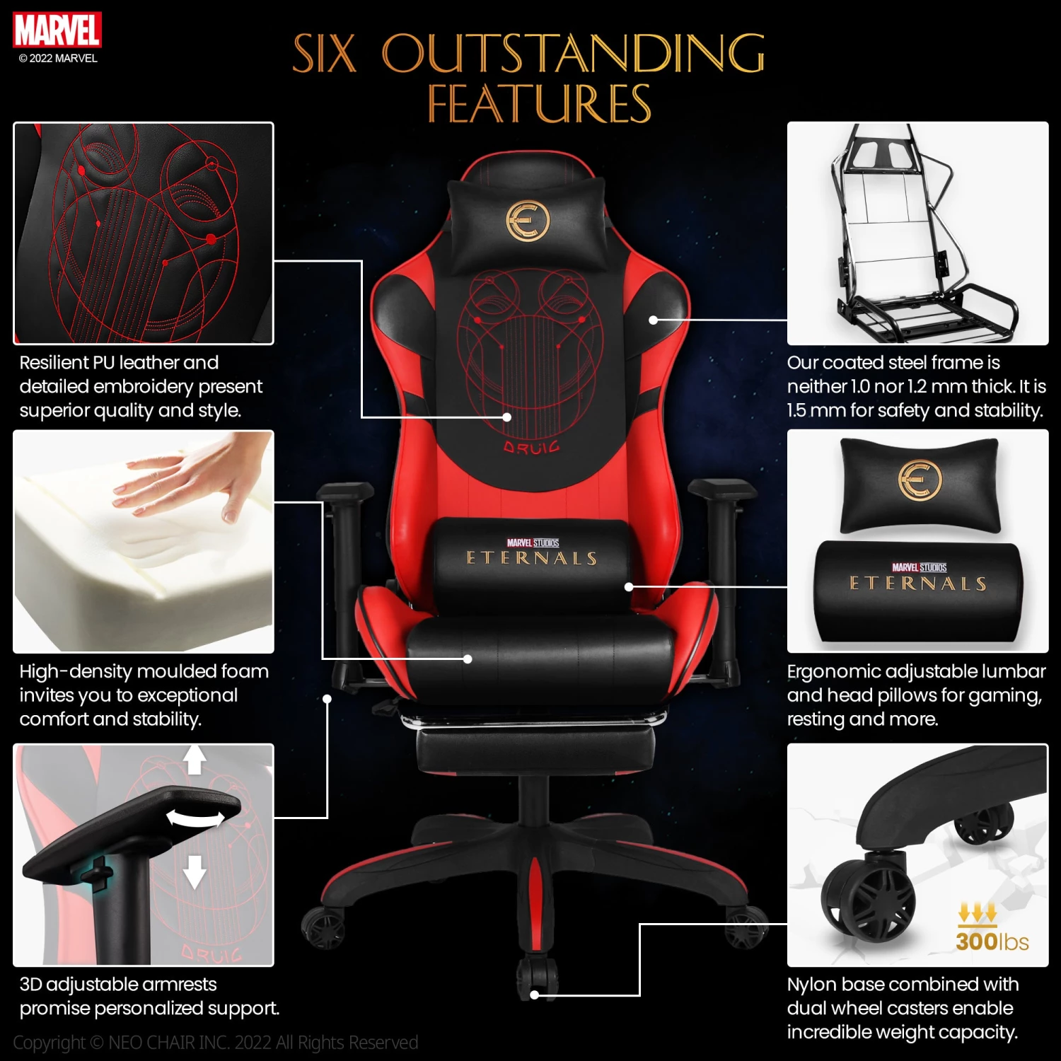 Neo Chair ETERNALS Gaming Chair-Druig R (MV-ETN-DR-R) Marvel Gaming 4 Neo Chair ETERNALS Gaming Chair-Druig R (MV-ETN-DR-R) Marvel Gaming