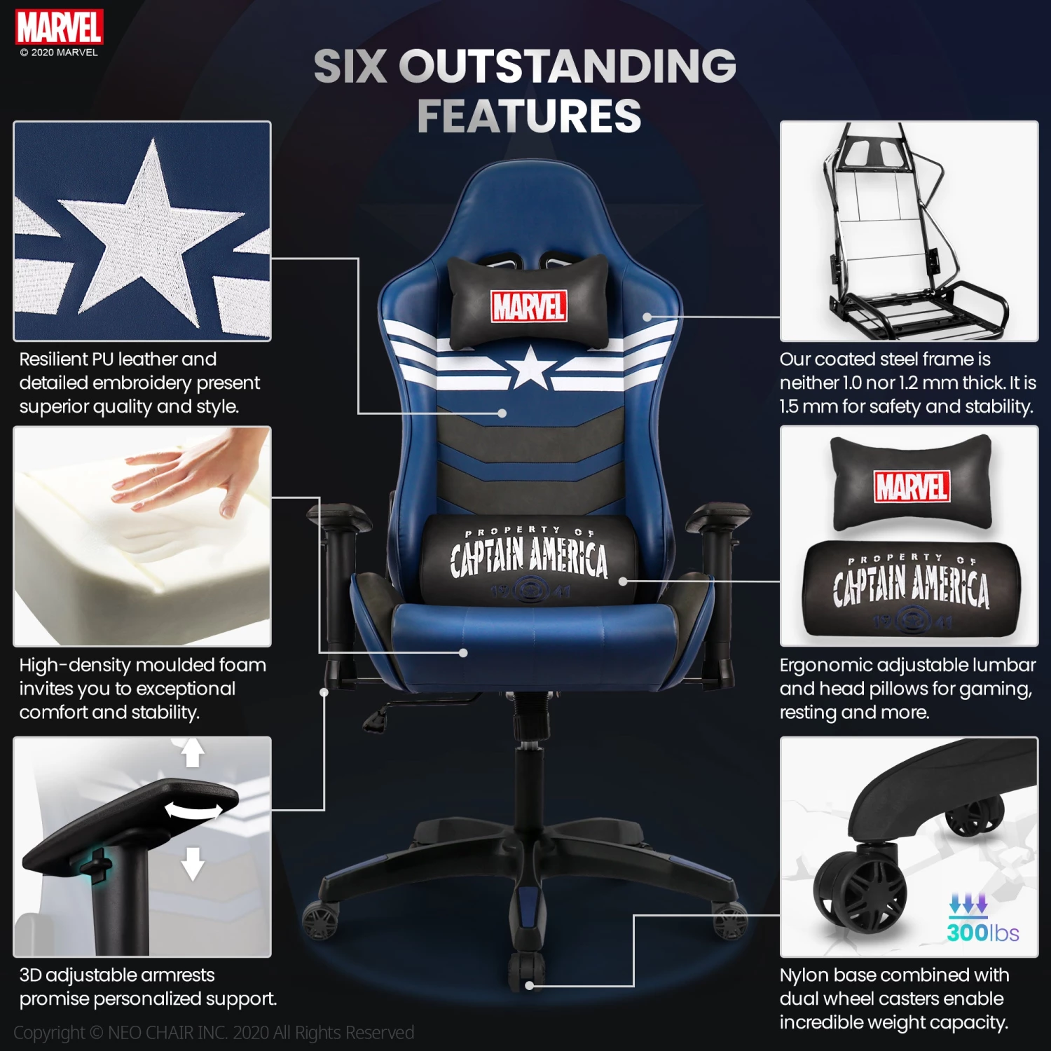 Neo Chair PRIME Captain America Edition (MV-ARC-CA) 5 Neo Chair PRIME Captain America Edition (MV-ARC-CA)